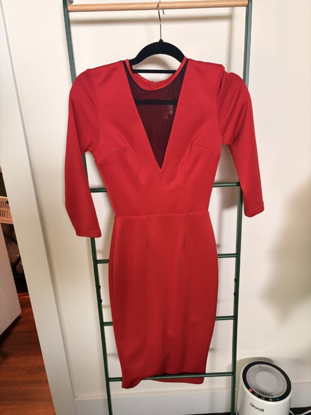 Deadly Dames Red Mesh Cutout Wiggle Dress XS